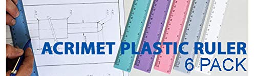 Acrimet Plastic Ruler 12 Inches/ 30 Centimeters, Measuring Device Tool for Student, School, Office, Heavy Duty (Pastel Assorted Color) (6 Pack)