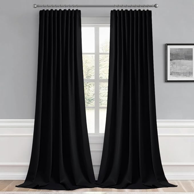 MIULEE Back Tab Blackout Curtains 94 Inch Long 2 Panels Set