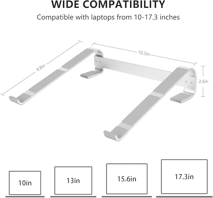 KYQEE Laptop Stand for Desk, Ergonomic Aluminum Laptop Riser, Ventilated Notebook Stand Compatible with MacBook Air Pro, Dell XPS, HP, More 11-17.3 Inches Work from Home