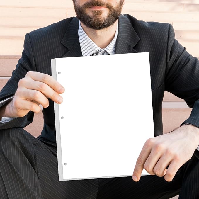 A4 Blank Filler Paper, 3-Hole Blank Paper, 100Sheets / 200Pages Loose-Leaf Paper, 100gsm White Paper, 8.5'' x 11''