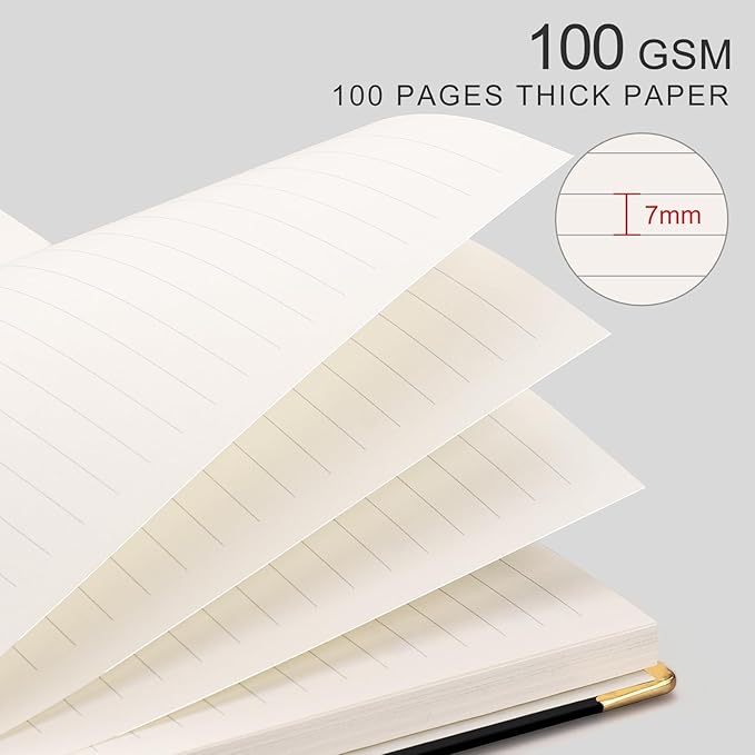 EMSHOI Meeting Notebook for Work - B5 Half Meeting Half Note Planner, 100 Pages, 100GSM Thick Paper, Hardcover, Project Organizer for Women Men Office, Business, Note Taking, 8"x10.2" - Black