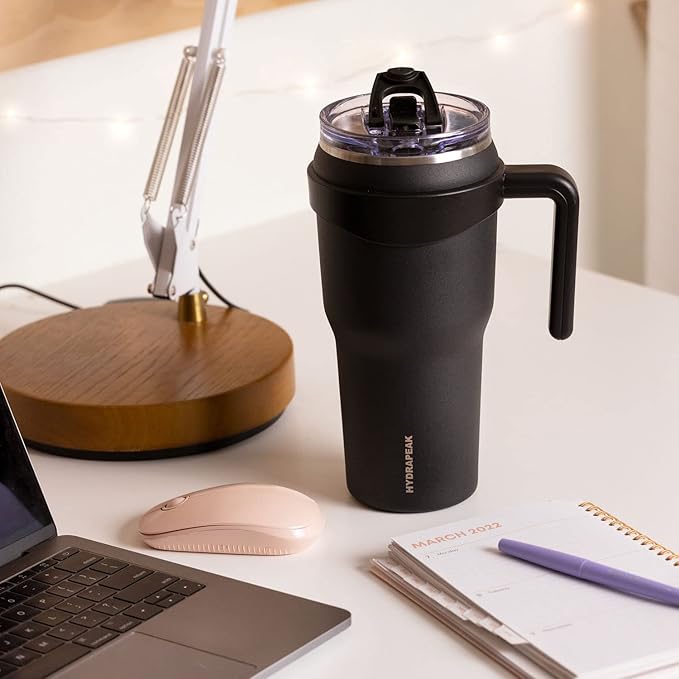 Hydrapeak Roadster 40oz Stainless Steel Tumbler Double Wall Vacuum Insulated Water Bottle With Handle And 2 in 1 Straw Lid (Orchid)
