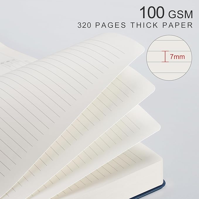 EMSHOI Meeting Notebook for Work with Action Items - 320 Pages B5 Thick Project Planner Agenda Organizer Work Notebook for Women Men Office Business Notes, PU Leather Hardcover, 7.5" x 10", Blue
