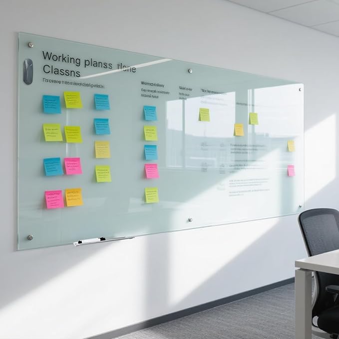 Large Glass Dry Erase Board - 72"x 48" Frameless White Board with Super Strong Magnets, Glass Whiteboard for Office School Home, Wall Mounted