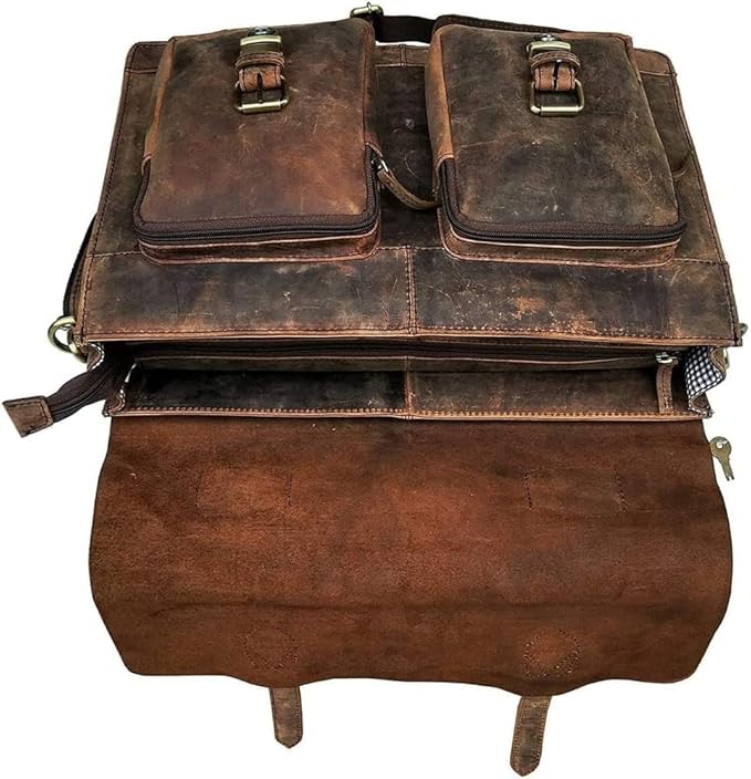 cuero Retro Brown Laptop Messenger Bag Office Briefcase Crossbody Travel Bag For Men And Women Bag Office Laptop Bag