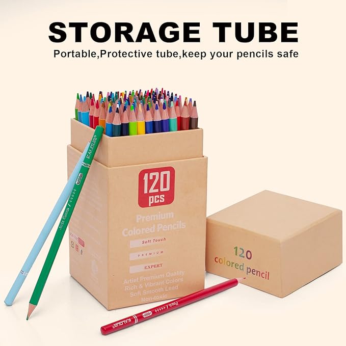 KALOUR Premium Colored Pencils,Set of 120 Colors,Artists Soft Core with Vibrant Color,Ideal for Drawing Sketching Shading,Coloring Pencils for Adults Beginners