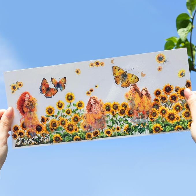 AurriiLeaf Viewing Flowers PET Sticker Set, 120PCS Floral Ephemera for Scrapbooking, Journaling, Crafting, DIY Projects, Diaries, and Art Supplies