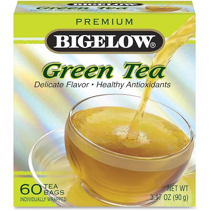 Bigelow Tea Green Tea 60 Count, Premium Blend Bulk Box Green Tea, Caffeinated