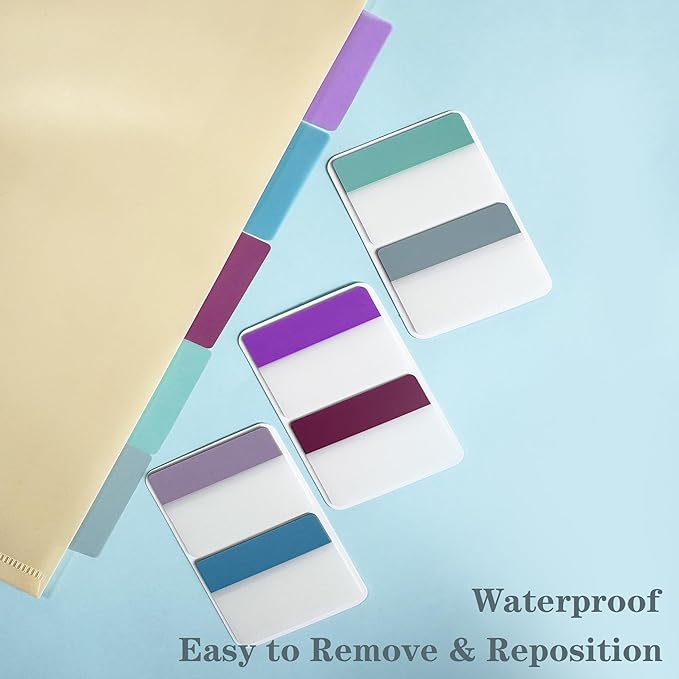 ELII 300 PCS Sticky Index Tabs 2 Inch Book Tabs Writable and Repositionable Page Markers File Tabs Self Adhesive, Labels for Pages Notebooks