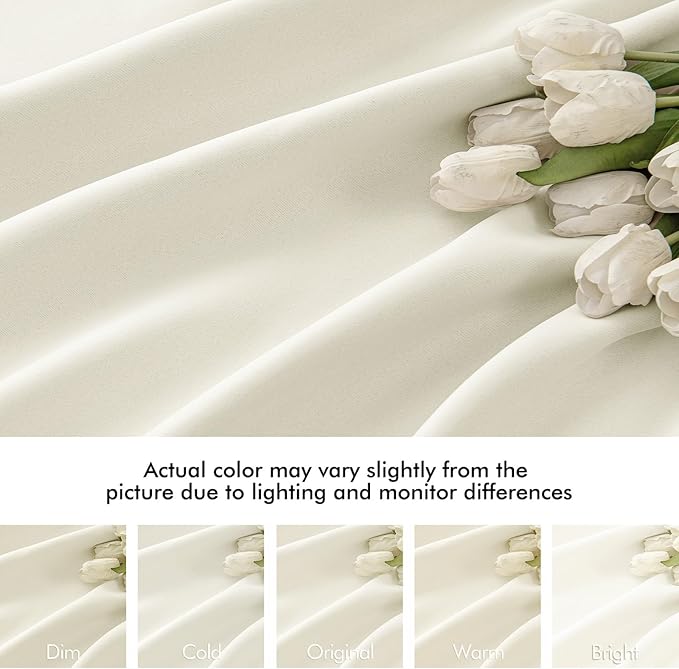 MIULEE Cream Back Tab Blackout Curtains 63 Inch Length 2 Panels Set