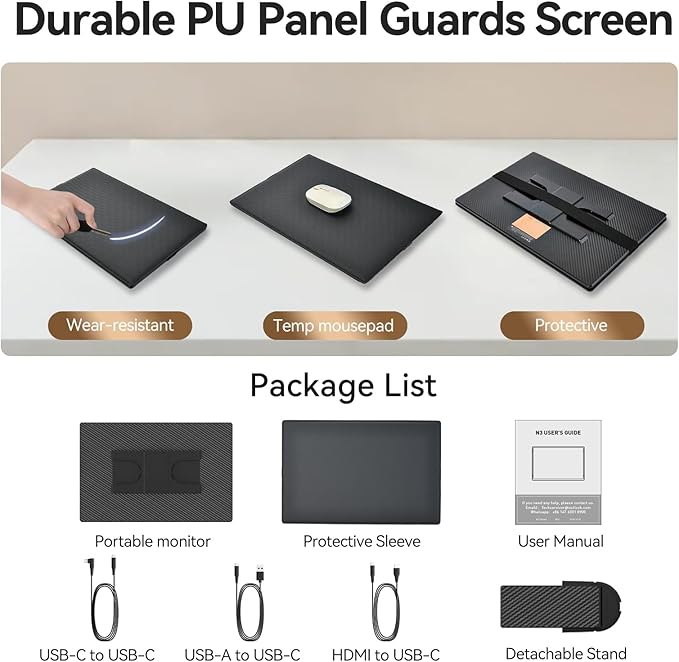 Larksmile 16” Laptop Screen Extender - 1200P FHD IPS Screen Monitor HDR External Display with Stand Portable Travel Monitor for Laptop Windows Mac Phone Switch