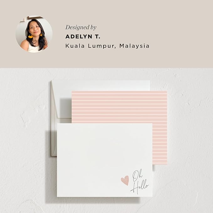 Minted Signed Heart Stationery Cards,10 Ct,Blank Cards and Envelopes For Thank You Notes,Invitations & Handwritten Messages,Note Cards & Stationery Set,Gifts for Women,Blush Pink Color Theme,10 Count