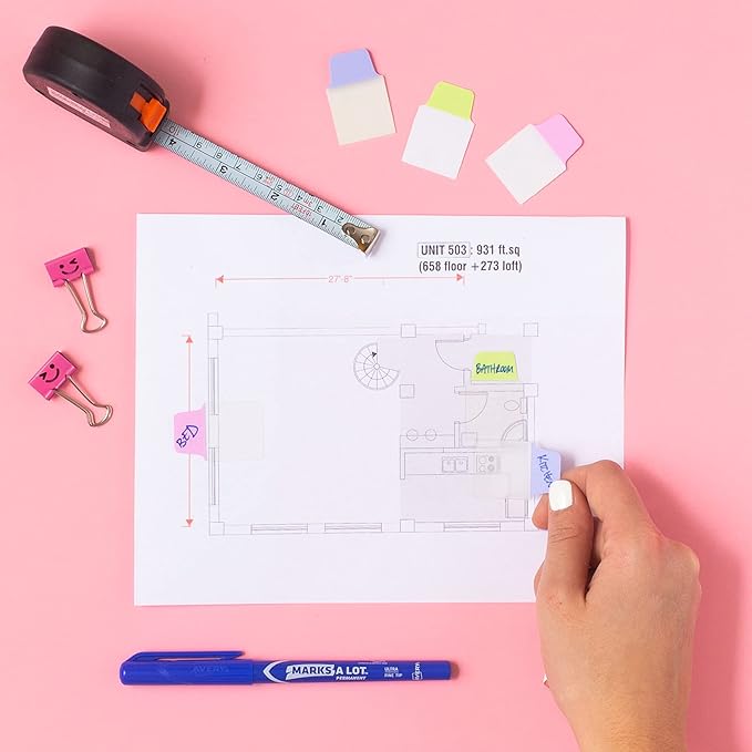 Avery Mini Ultra Tabs, 1" x 1.5", 2-Side Writable, Pastel Colors, 40 Repositionable Tabs, 72 Packs (74761)
