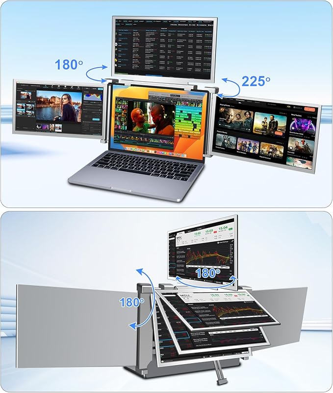 YUTOO 4 Screen Laptop Monitor Extender | One USB-C Cable for M1 M2 M3 | 14" 1080P FHD IPS 4 Screen Monitor for Laptops 13.6~17.3 inch | Quad Screen Extender Display for MacBook/Windows/Switch/PS5
