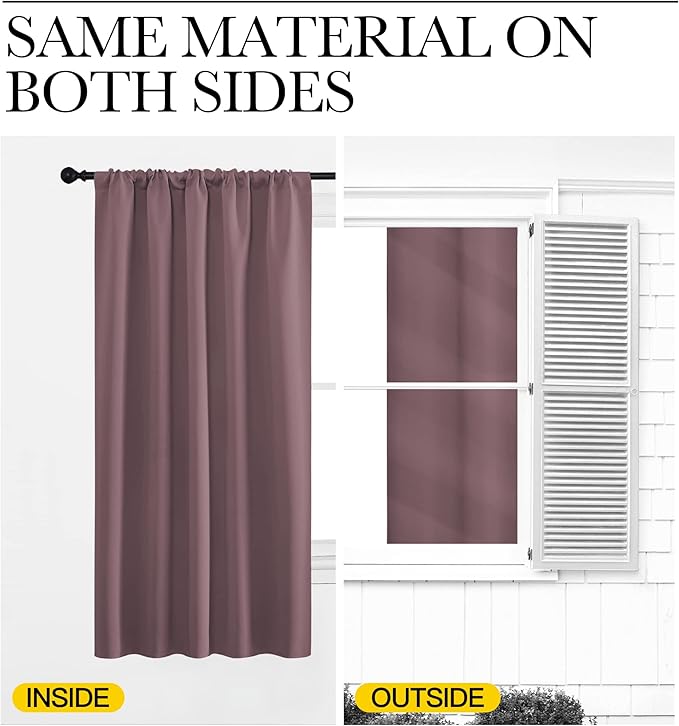 NICETOWN 2 Panels Blackout Curtains, Rod Pocket Thermal Insulated Drapes 84