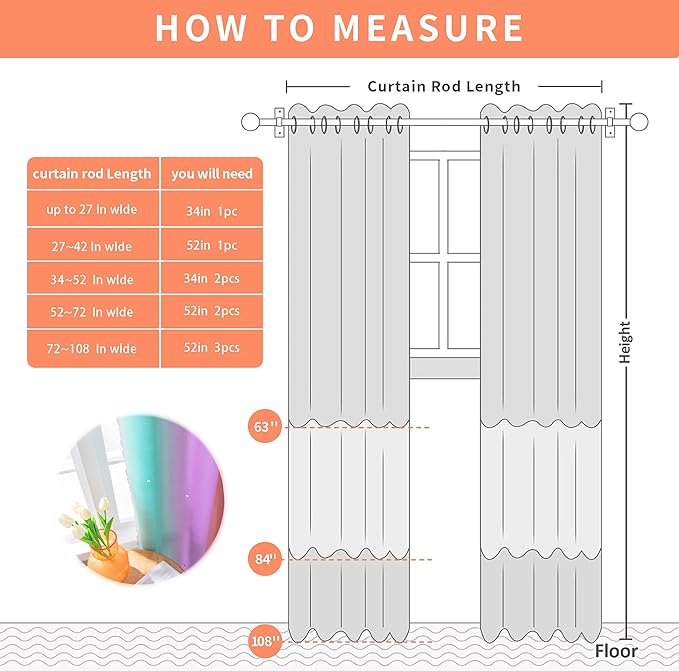 XiDi Curtains for Bedroom Decor, Kids Room Curtains for Girls Rainbow Colour