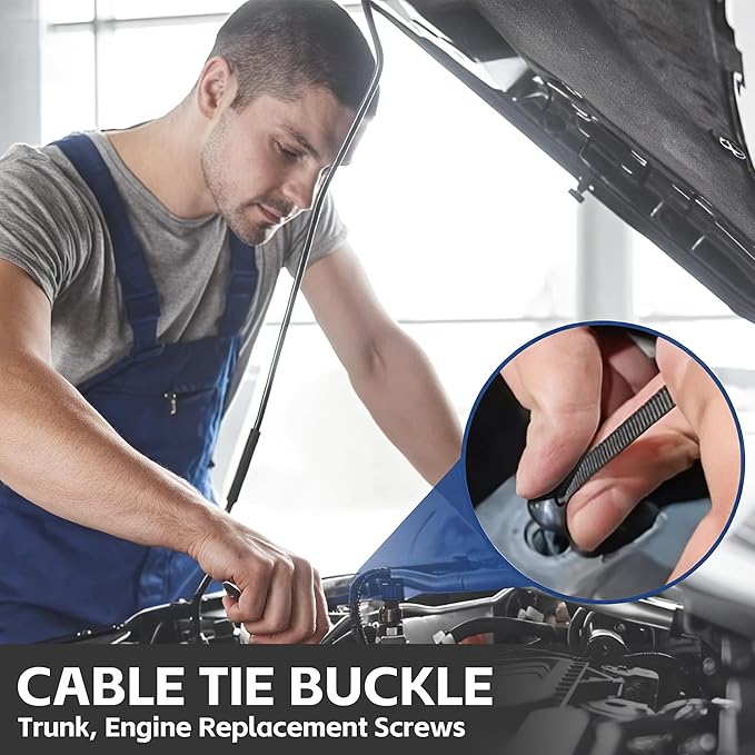 Nylon Universal Cable Tie Buckle, 2026 New Upgrade Heavy Duty Self-Locking Rivet Zip Ties Holder, Multifunctional Cable Tie Buckle for Car Daily Repair, Home, Office, Workshop (200 Pcs)