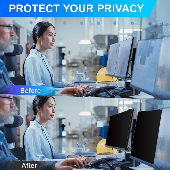 GUDTEKE Magnetic 27 Inch Privacy Screen for Computer Monitor 16:9 Aspect Ratio, Hanging Removable Anti-Blue/Glare Protector Film, Anti Spy Desktop Security Private Filter 27in
