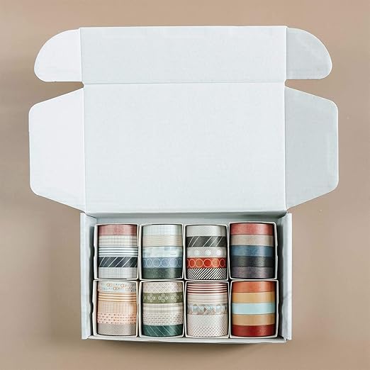 Knaid 40 Rolls of Slim Washi Tape Gift Box Set, Decorative Paper Tapes 10 mm Wide for Scrapbooking, DIY Arts and Crafts, Bullet Journal, Planner, Junk Journal, Notebooks (Minimalist)