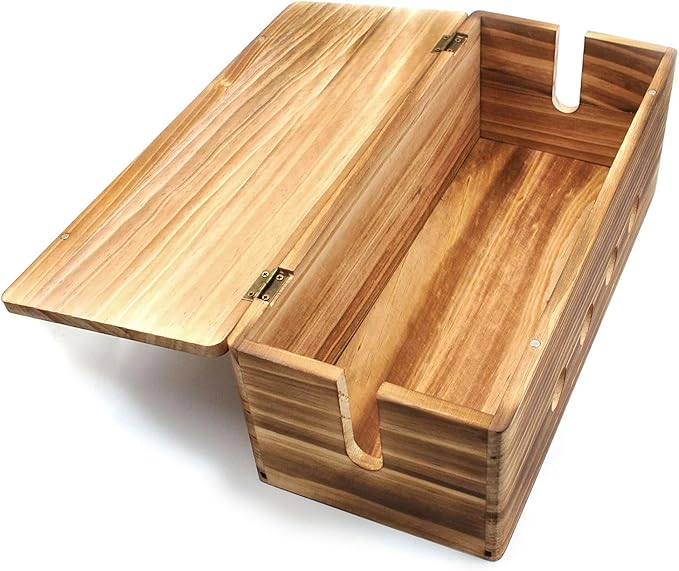 Large Cable Management Box, Wood Cord Hider Box & Organizer for Power Strip Hider Cable Storage for Office, TV Wires, Desk Cord Organizer, 14" x 5.9" x 5.1", Vintage Walnut (Vintage Walnut-lid)