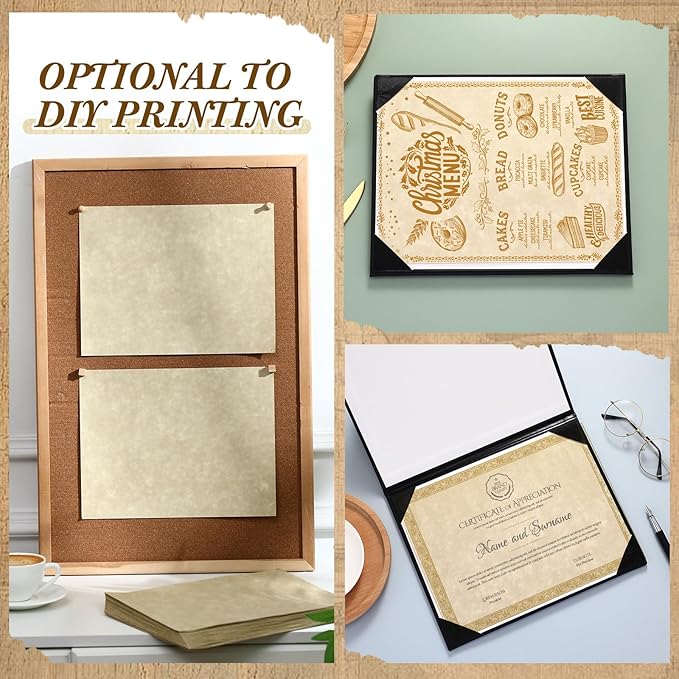 Epakh 200 Pcs Old Age Parchment Paper 8.5 x 11 Inch Standard Letter Vintage Colored Old Parchment Semblance Double Side Printing Paper (Fragrant Wood)