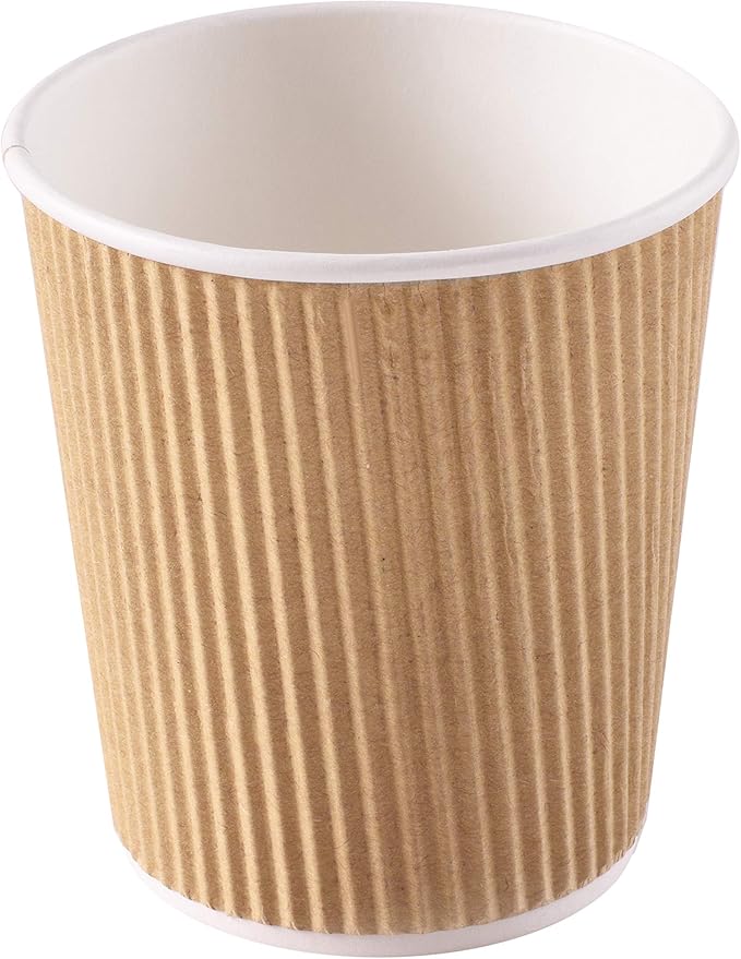 NYHI 150 6 oz Ripple Kraft Paper Cups Brown Hot Cold Cups 3 Layer Rippled Small Insulated Disposable Coffee Cups for Cappuccino Hot Cocoa or Iced Drinks
