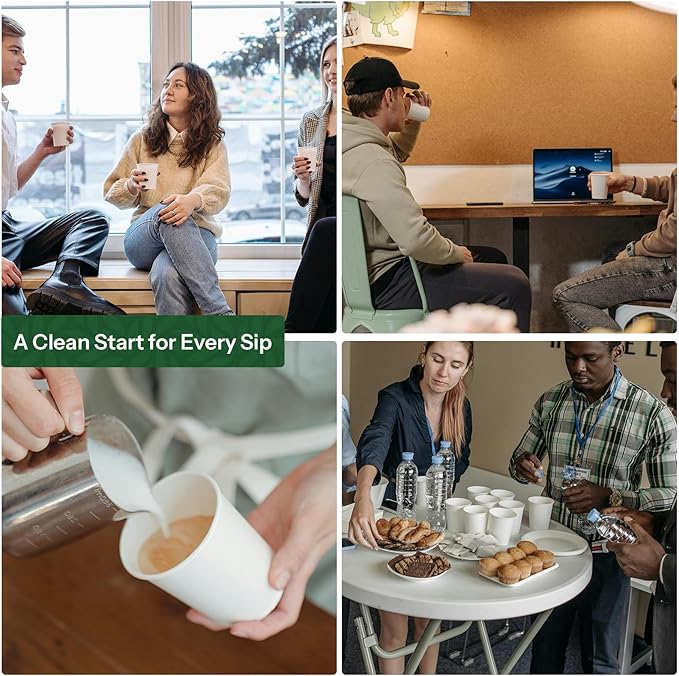 Paper Cups 8 oz Disposable Coffee Cups, 1000 Pack Thickened Disposable Hot Cups, 300GSM BPA Free Small Disposable Cups, White Paper Cups Bulk for Home Office Cafe Coffee Bar Supplies Party Essentials