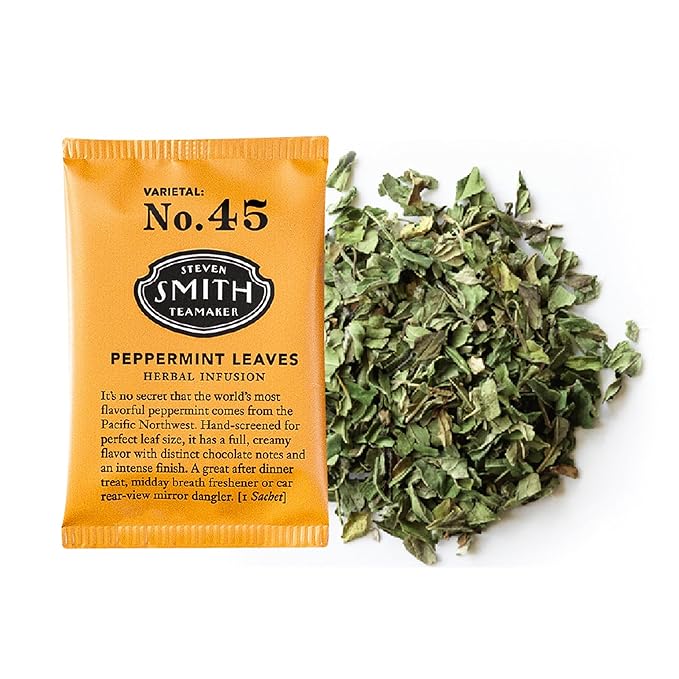 Steven Smith Teamaker Peppermint Leaves No. 45, Herbal Tea, Caffeine-Free, Sugar-Free, Sustainably Grown, Tea Bags, 100 Sachets, 0.78oz each