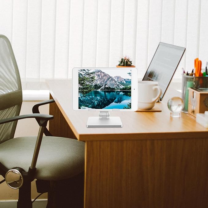 Alipis Foldable Tablet Stand Adjustable Tablet Holder for Desk Use Compatible with Ipad for Office and Home