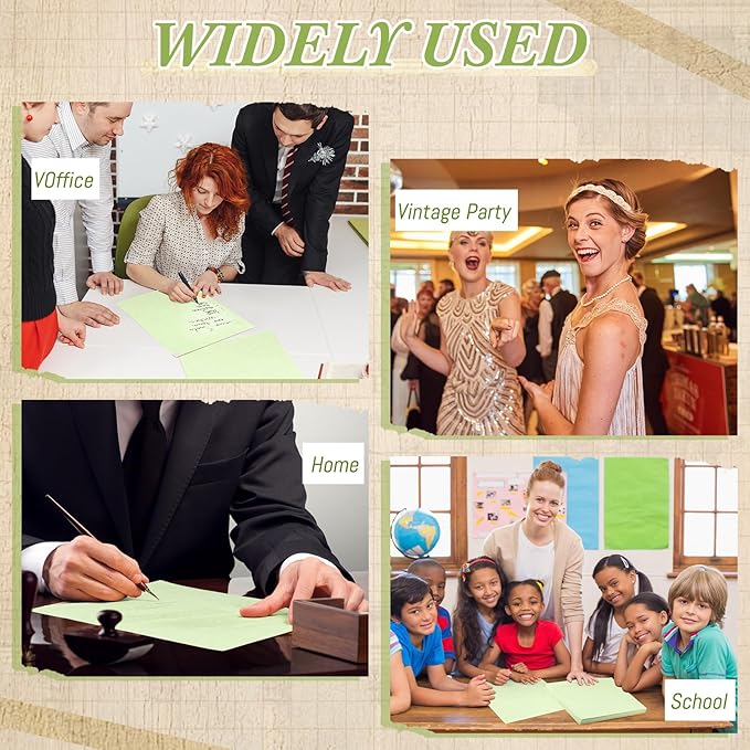 Epakh 200 Sheets Old Age Parchment Paper 8.5 x 11 Inch Standard Letter Vintage Colored Old Parchment Semblance Double Side Printing Paper (Green)