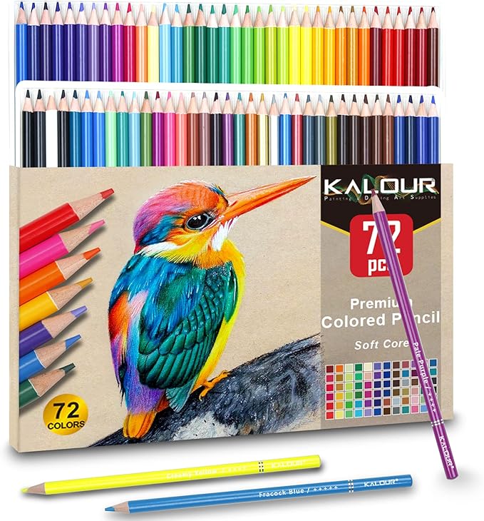 KALOUR 72 Count Colored Pencils for Adult Coloring Books, Soft Core,Ideal for Drawing Blending Shading,Color Pencils Set Gift for Adults Kids Beginners