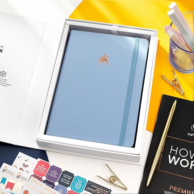 Clever Fox Planner Premium Edition – Undated Luxurious Weekly & Monthly Planner to Increase Productivity and Hit Your Goals – Organizer – Start Anytime, A5, Lasts 1 Year, Light Blue (Weekly)