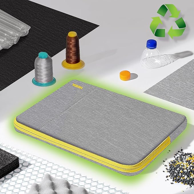 Hseok Laptop Case 15.6 Inch Sleeve, Shockproof Protective Water Repellent with Accessory Pocket,Compatible with Mac Pro 16 inch 2025-2019, Sleeve Bag for Most 15 15.6 16 Notebooks,Gray&Yellow