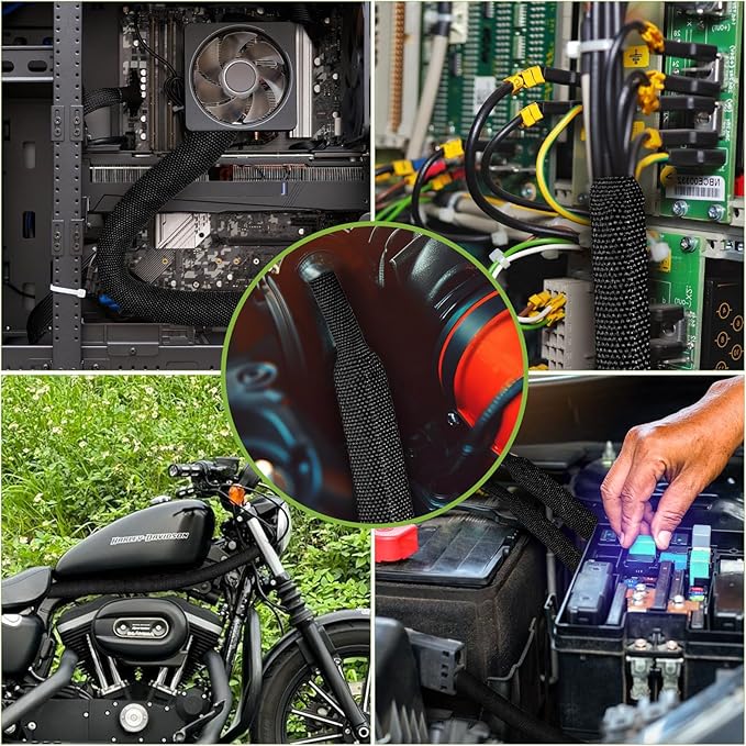 2:1 Heat Shrink Wire Loom Braided Cable Sleeves,Heat Resistant Fabric Woven Shrink Tubing Wiring Harness for Protection Automotive,Harness Cable,Cable Management (3/4"-16ft)