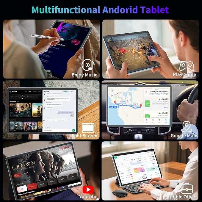 2026 Android 15 Tablet, 11 inch Tablet with Keyboard, 24GB+256GB+2TB Expand, Octa-Core, 8000mAh, Gemini AI Tablets PC with 5G/2.4G WiFi, BT5.0, GPS, 2 in 1 Tablets with Case, Mouse, Stylus(Silver)