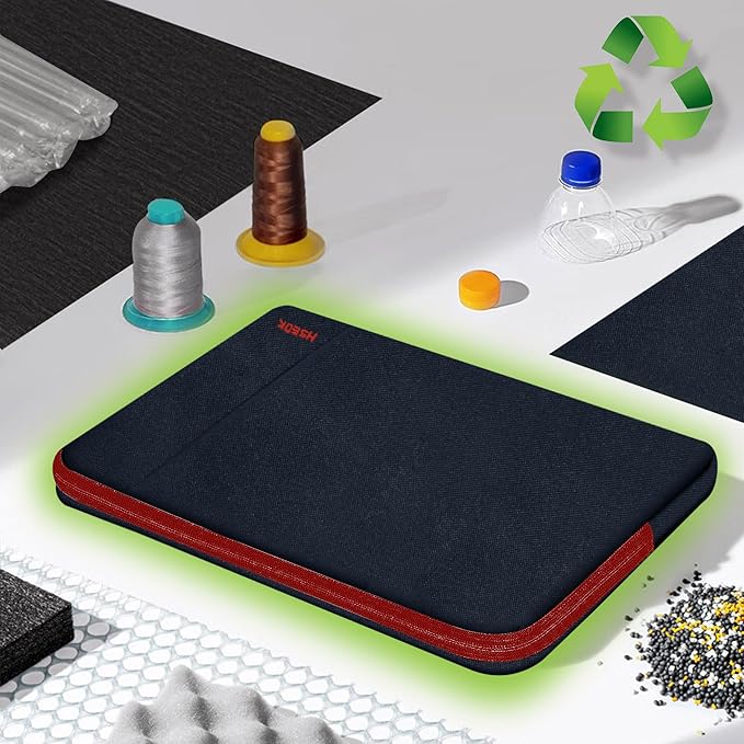 Hseok Laptop Case 15.6 Inch Sleeve, Shockproof Protective Water Repellent with Accessory Pocket,Compatible with Mac Pro 16 inch 2025-2019, Sleeve Bag for Most 15 15.6 16 Notebooks,Black&Red