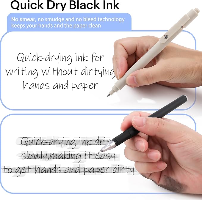 RIANCY Gel Pens, 0.5mm Black Ink Quick Dry Ball Point Pens, Fine Point Smooth Writing Pens, Cute Aesthetic Gifts Set for Men Women Journaling, Office School Stationery Supplies