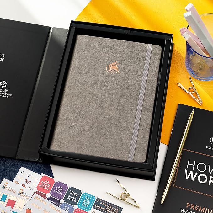 Clever Fox Planner Premium Edition – Undated Luxurious Weekly & Monthly Planner to Increase Productivity and Hit Your Goals – Organizer – Start Anytime, A5, Lasts 1 Year, Gray (Weekly)