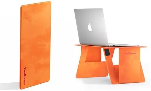 Foldable Laptop Desk Bed Computer Desk, FansDreams Pi Foldable and Portable Lap Desk, Portable Folding Lap Table, Standing Lightweight Travel Laptop Table for Study and Work (Orange, Standard)