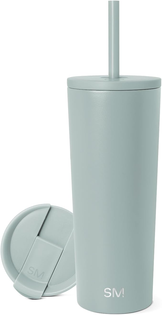 Simple Modern Insulated Tumbler with Lid and Straw | Iced Coffee Cup Reusable Stainless Steel Water Bottle Travel Mug | Gifts for Women Men Her Him | Classic Collection | 24oz | Sea Glass Sage
