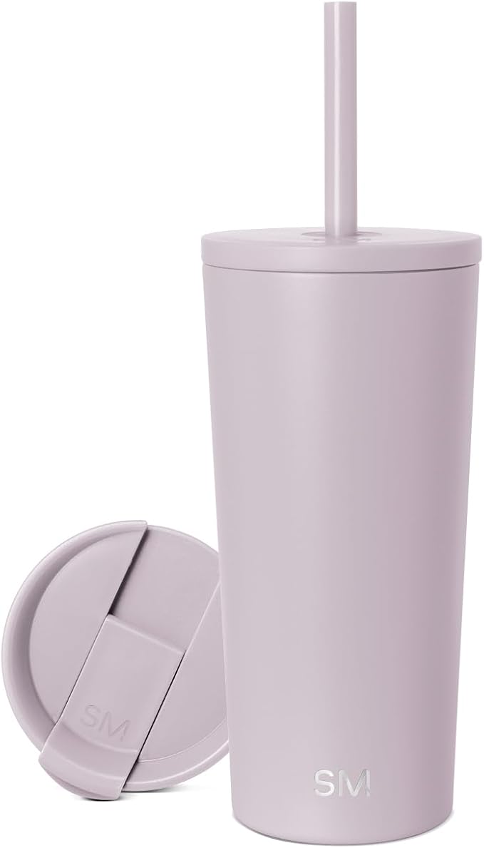Simple Modern Insulated Tumbler with Lid and Straw | Iced Coffee Cup Reusable Stainless Steel Water Bottle Travel Mug | Gifts for Women Men Her Him | Classic Collection | 20oz | Lavender Mist