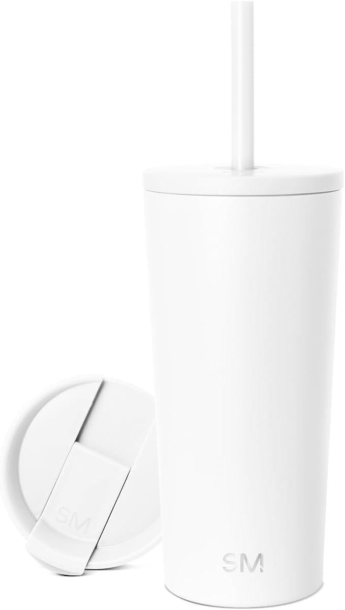 Simple Modern Insulated Tumbler with Lid and Straw | Iced Coffee Cup Reusable Stainless Steel Water Bottle Travel Mug | Gifts for Women Men Her Him | Classic Collection | 20oz | Winter White