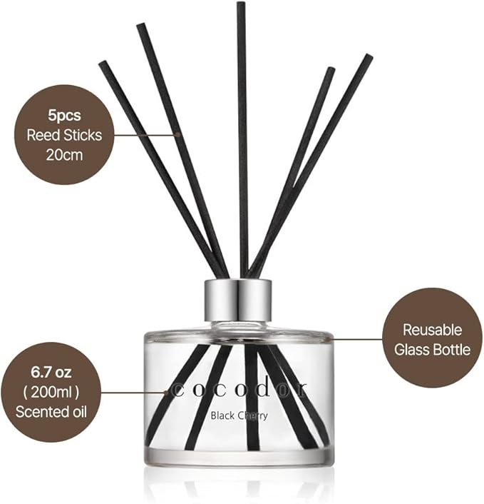 COCODOR Signature Reed Diffuser Set/Lemon Eucalyptus / 6.7oz /1 Pack/Home Fragrance Diffuser, Oil Scent Diffuser for Bathroom Shelf Decor