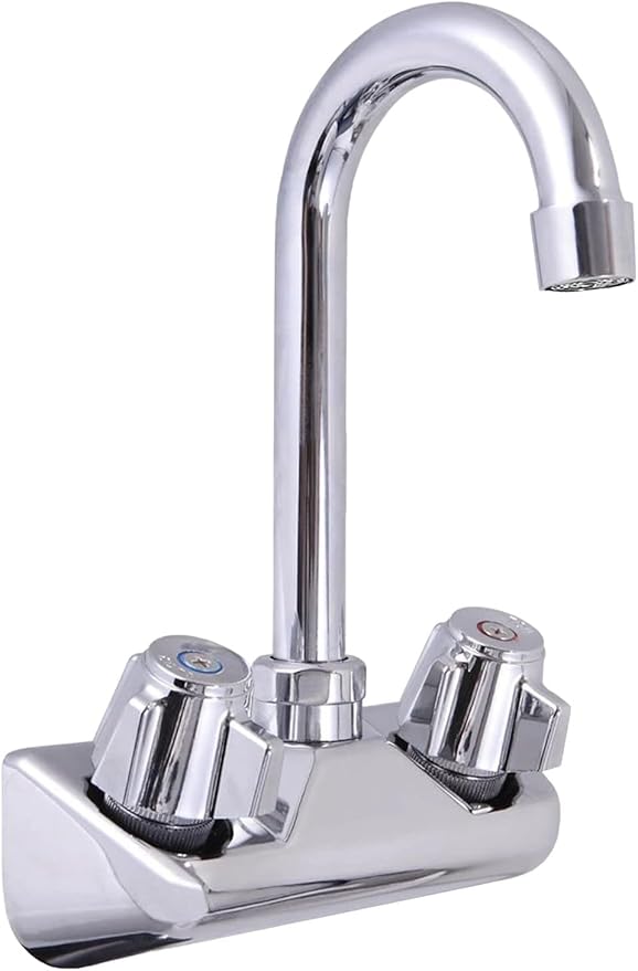 Express KitchQuip 15" x 17" Stainless Steel Wall Mount Hand Sink with Gooseneck Faucet & Side Splash – NSF Certified Commercial Handwashing Basin