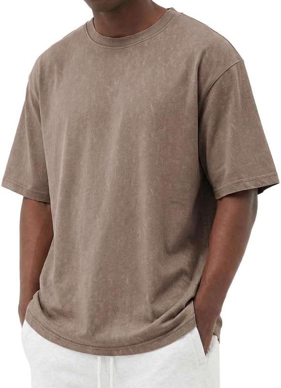 COOFANDY Men's Cotton T-Shirts Oversized Shirt Short Sleeves Streetwear Loose Fit Summer Tee Tops Washed Basic Unisex Shirts