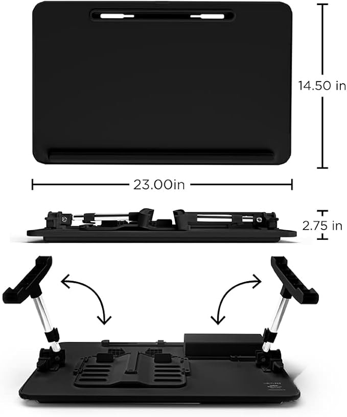 Limitless TotalDesk Portable Modern Workstation and Lap Desk with Adjustable Height & Tilt (Charcoal)