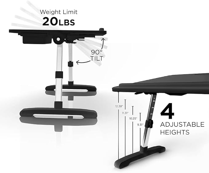 Limitless TotalDesk Portable Modern Workstation and Lap Desk with Adjustable Height & Tilt (Charcoal)