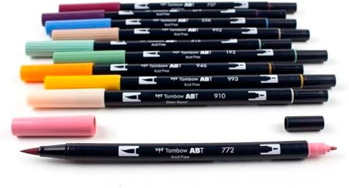Tombow 56216 Dual Brush Pen Art Markers, Cottage, 10-Pack. Blendable, Brush and Fine Tip Markers
