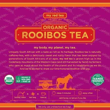 My Red Tea | USDA Organic Rooibos Tea | 80 Tagless Teabags | Single-Origin, Farmer-Friendly, Caffeine-Free | Sustainably Farmed in South Africa | Pure & Natural