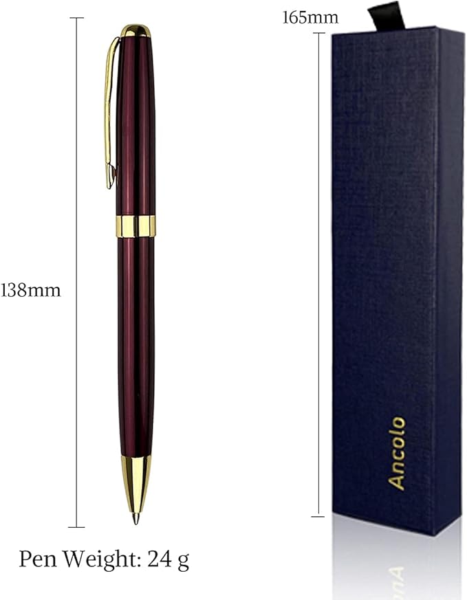 Ancolo Personalized Office Gift Pens Writing Set-Stainless Steel Fancy pens Custom with Your Name or Message, Perfect for Coworker/Friends/Manager/Lawyer/Professor 5PCS/Pack